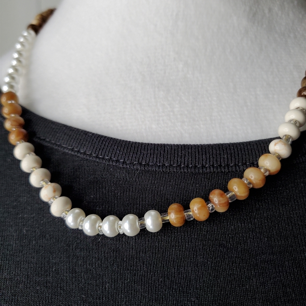 J Crew Factory Stone, Glass & Faux Pearl Beaded Necklace